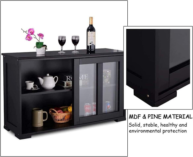 Elegant Black Stackable Storage Cabinet with Adjustable Shelves & Glass Doors gallery