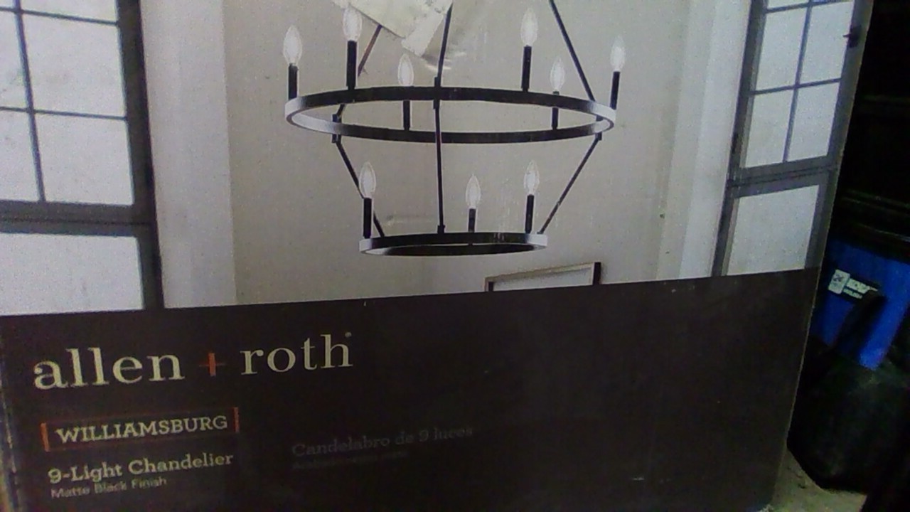 Beautiful Allen+roth 9 Light Chandelier In Matte Black With 48 Inch Chain gallery