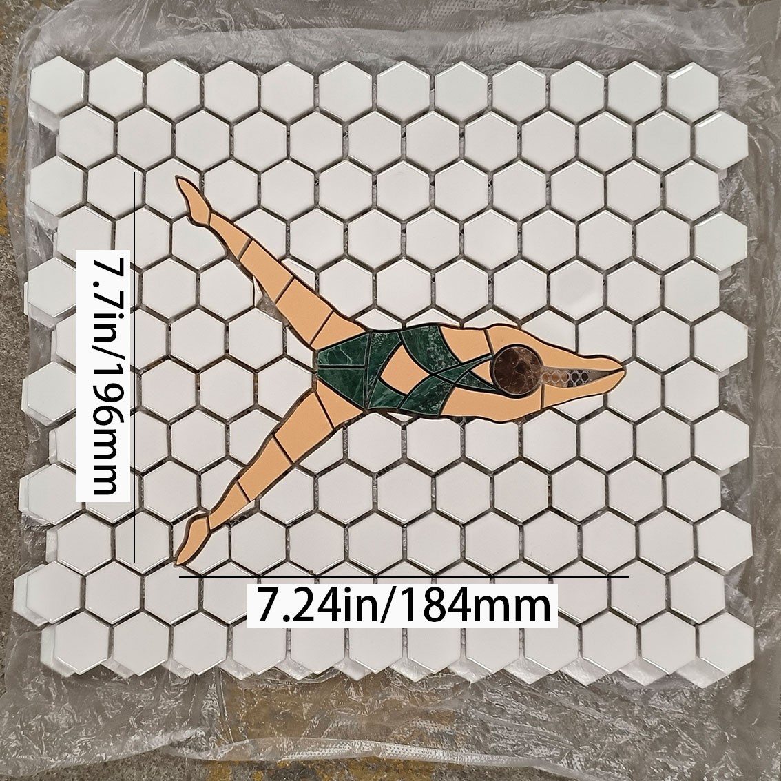 Handmade Custom Swimmers Mosaic Tile Floor – Hand-Cut Poolside & Bathroom Mosaic gallery