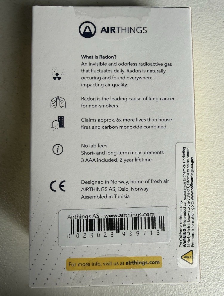 Airthings Corentium Home Digital Radon Gas Detector QRI New Sealed Box gallery