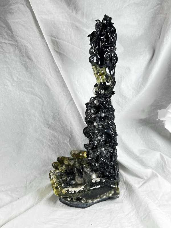 Handmade Gothic Resin Goddess Statue - Dark Fantasy Art Sculpture with Pearls gallery