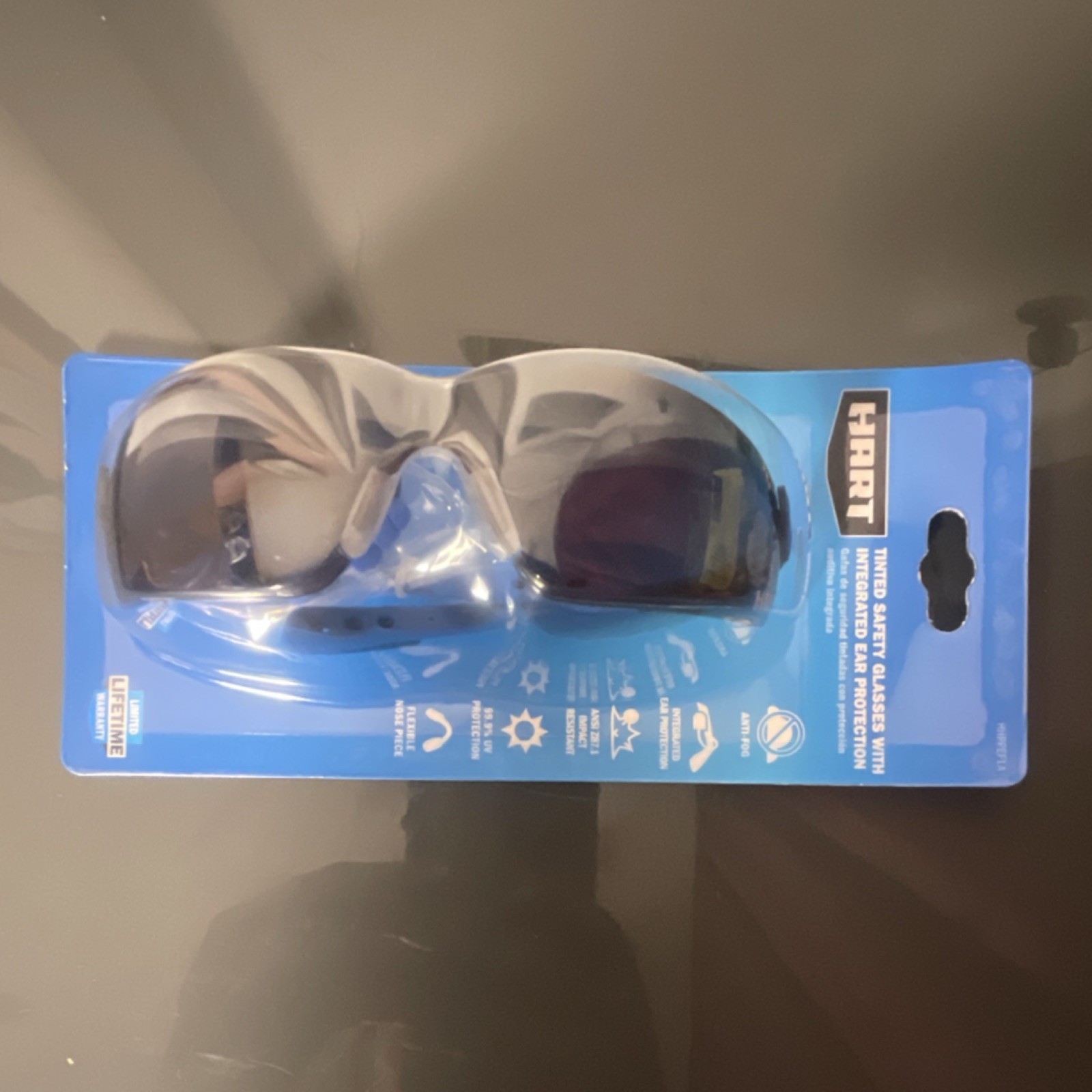 HART Tinted Safety Glasses w/ Integrated Ear Protection Wraparound Blue/Black gallery