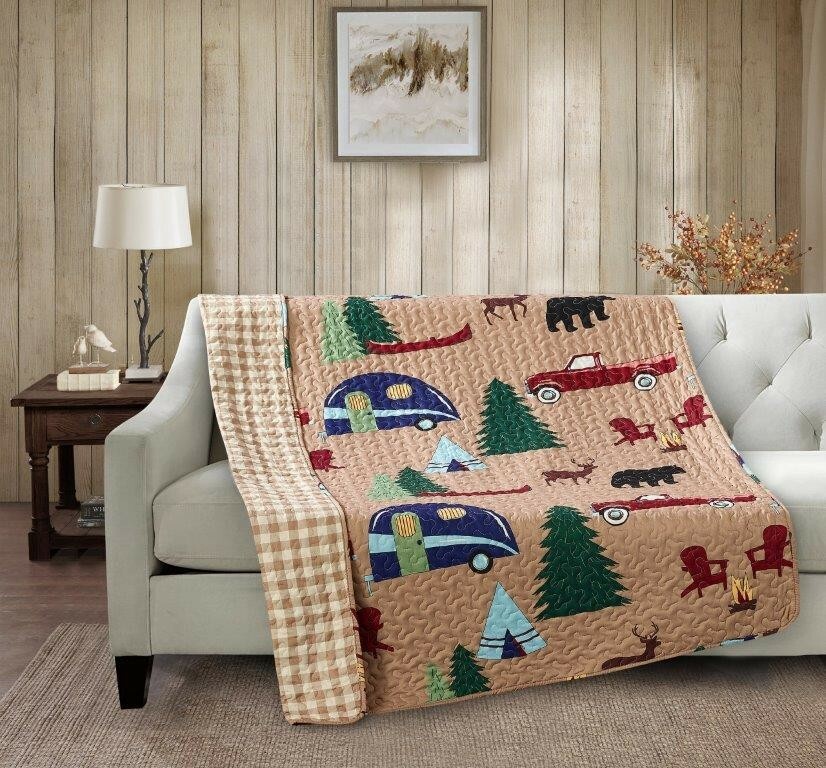 Camping Reversible Camper Soft Quilted Camp Throw Blanket 50x60 in gallery