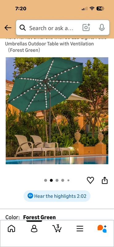 Elite Shade Lighted Backyard Umbrella- New In Box gallery