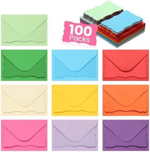 100 Pack Mini Cards with Envelopes, Small Colorful Blank Note Cards with Self... gallery