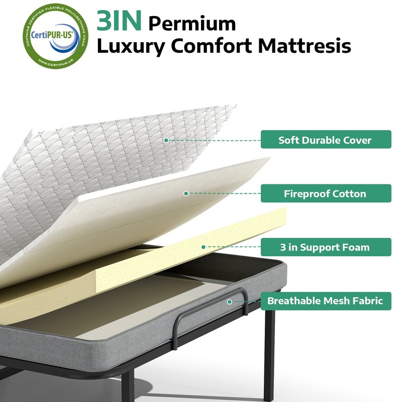 Portable Bed Foldable Rollaway Guest Bed with Mattress and Metal Frame 75" x 38" gallery
