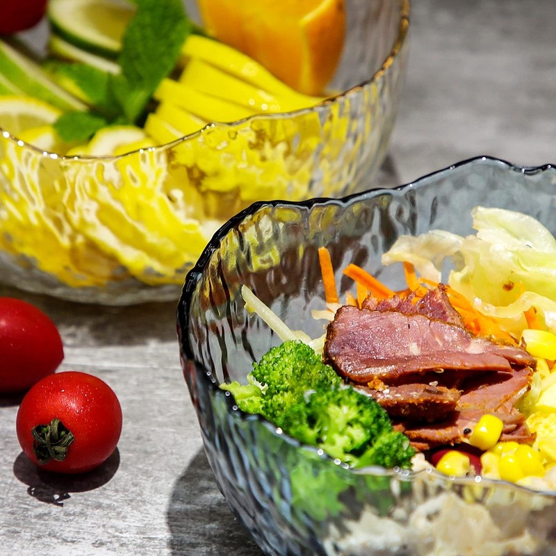TOSSOW Glass Salad Bowl Irregular Shape Serving Bowls, 25 oz Pyrex Mixing Bowls gallery