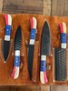 CUSTOM HANDMADE D2 TEXAS FLAG HAMMERED 5 PIECES CHEF SET & LEATHER CARRYING BAG gallery