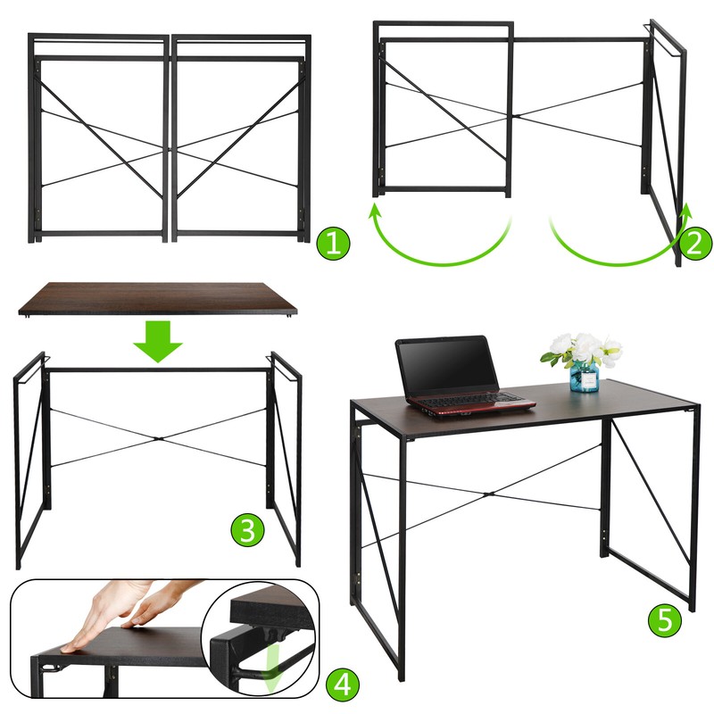 Modern Computer Writing Desk Study Desk Industrial Style Folding Corner Table gallery