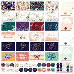 Decorably 24 Pack Glittery 6x4in Assorted Thank You Cards 6×4 inches, Glitter