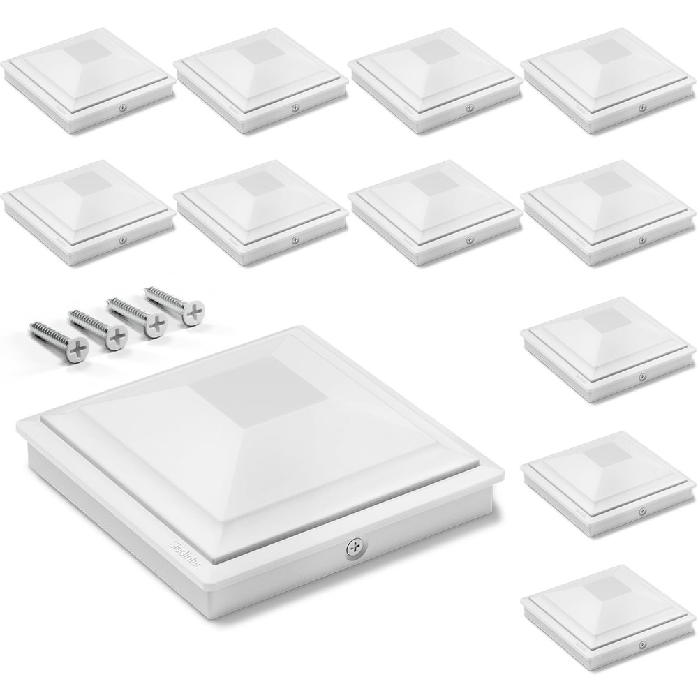 SIEDiNLAR 4x4 Post Caps White 12 Pack, Deck Post Covers Outdoor Waterproof, Fits