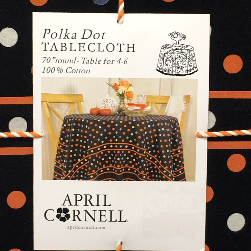 April Cornell Polka Dot 70" Round Tablecloth Orange Gray Black White Fall Decor gallery