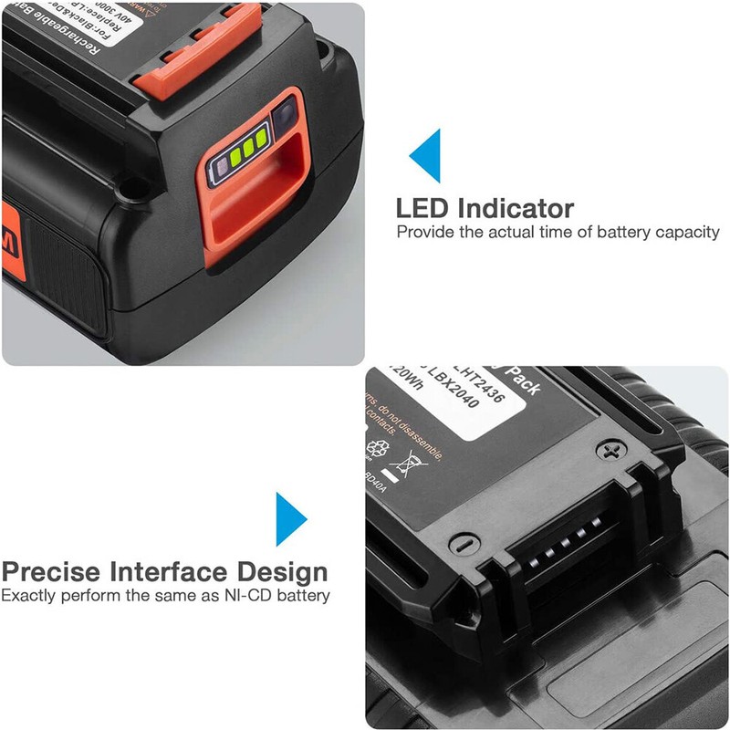 40V MAX Lithium Ion Battery for Black Decker 40Volt LBXR36 LBX2040 LBX36NEW US gallery