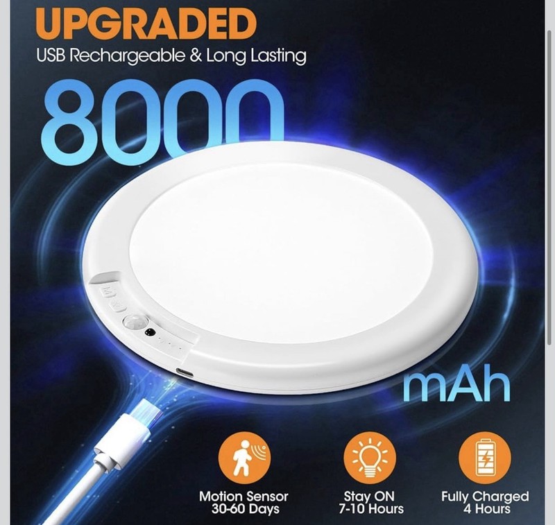 Rechargeable Motion Sensor Ceiling Light W/Remote Battery Powered Wireless 1/2/4 gallery