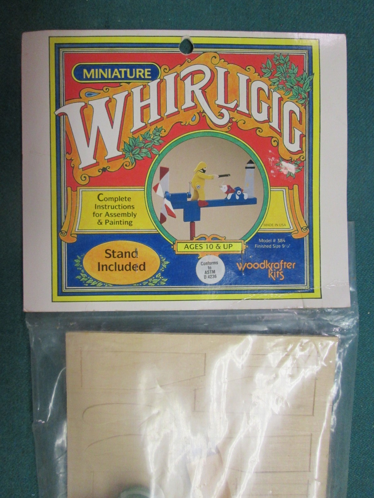 VTG Whirligig Miniature Wind Spinner Fisherman Woodkrafter Kit #384 ages 10+ gallery
