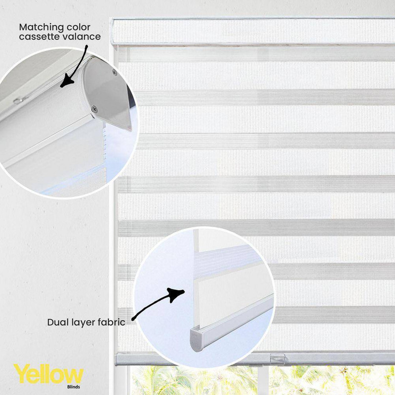 White Cordless Room Darkening Polyester Dual Layer Zebra Roller Shades-69 In. W gallery