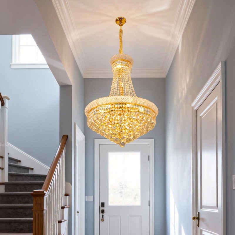 6-10 Lights Gold Crystal Chandeliers Dining Room Ceiling Pendant Light Fixture gallery