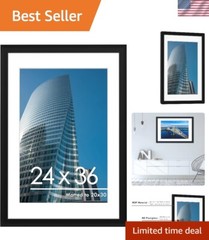 Stylish 24×36 Black Frame for Horizontal or Vertical Wall Display – Easy to Hang