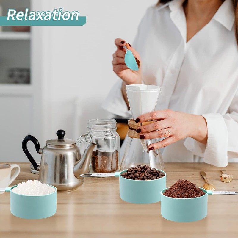 Measuring Cups Set Spoons Set, Nesting Measure 1 Cup, Mint Green gallery