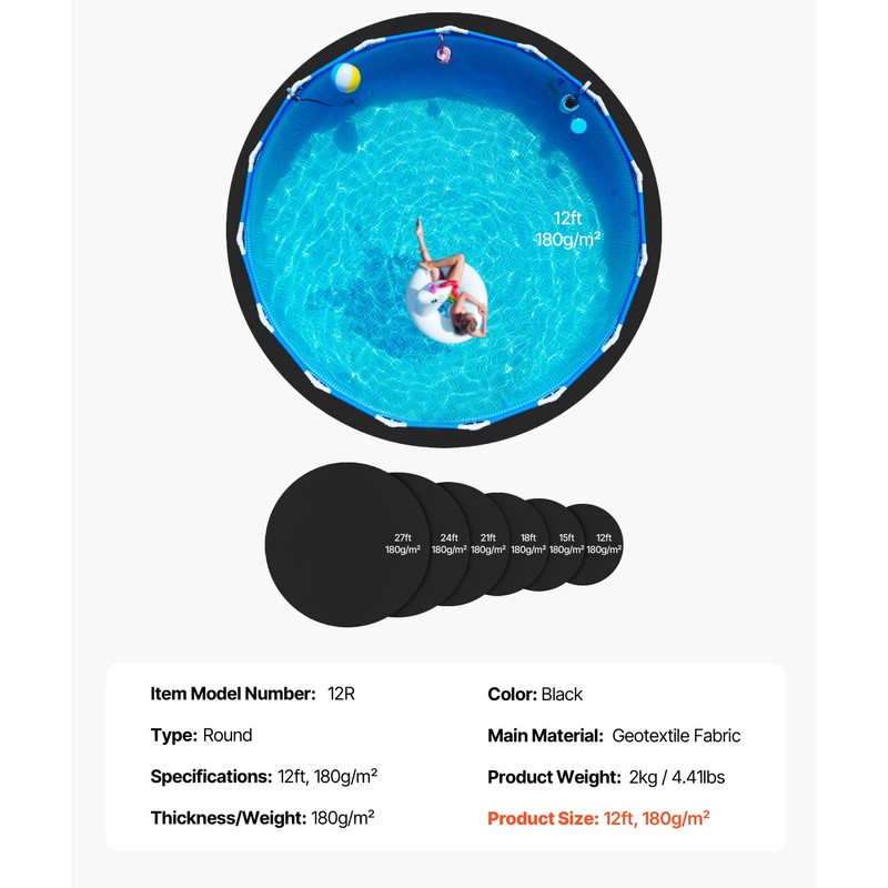 12ft Round Pool Liner Pad for Above Ground Pools Prevents Punctures Pool Mat gallery