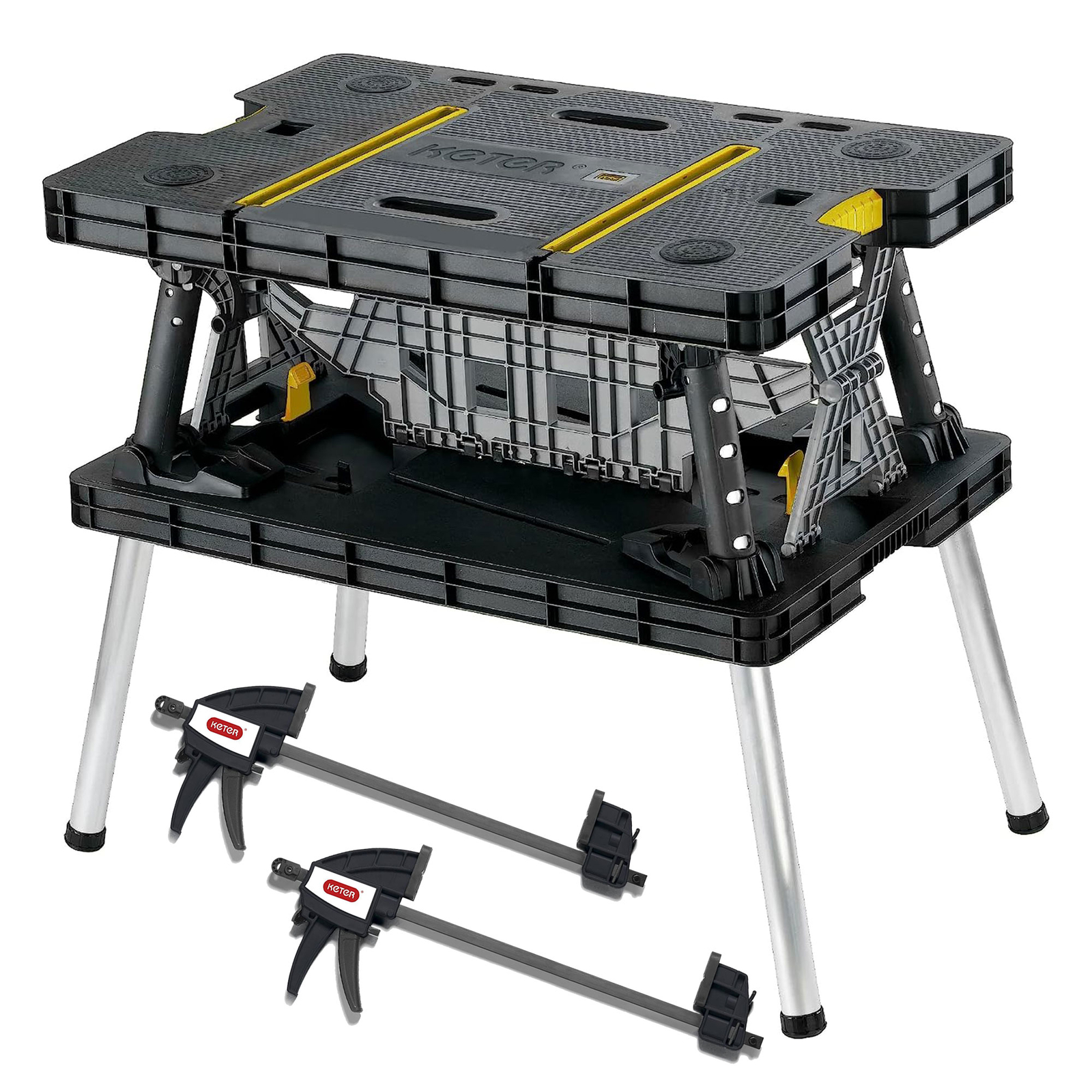 Keter Folding Portable Workbench Sawhorse *COMES WITH 2 CLAMPS* Worktable 197283 gallery