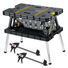 Keter Folding Portable Workbench Sawhorse *COMES WITH 2 CLAMPS* Worktable 197283