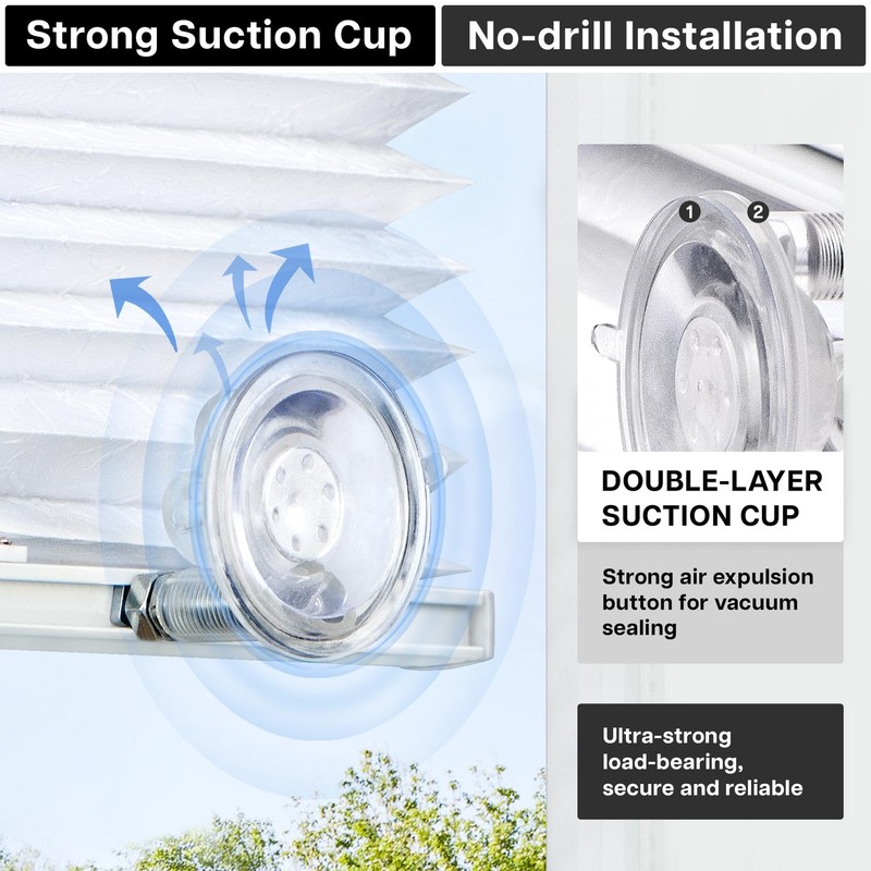 No Drill Cordless Pleated Shades with Suction Cups Light Filtering Top Down B... gallery