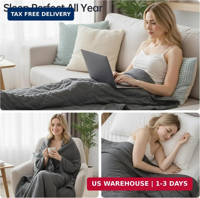 HCOIW Weighted Blankets for Adults - 15lbs,60" x 80"Queen Size Heavy Blanket for gallery