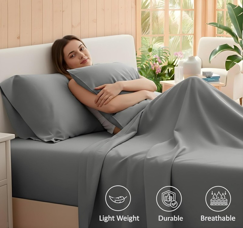 100% Cotton Percale Sheets Queen Size – Crisp Cooling Bed Sheets for Hot Slee... gallery