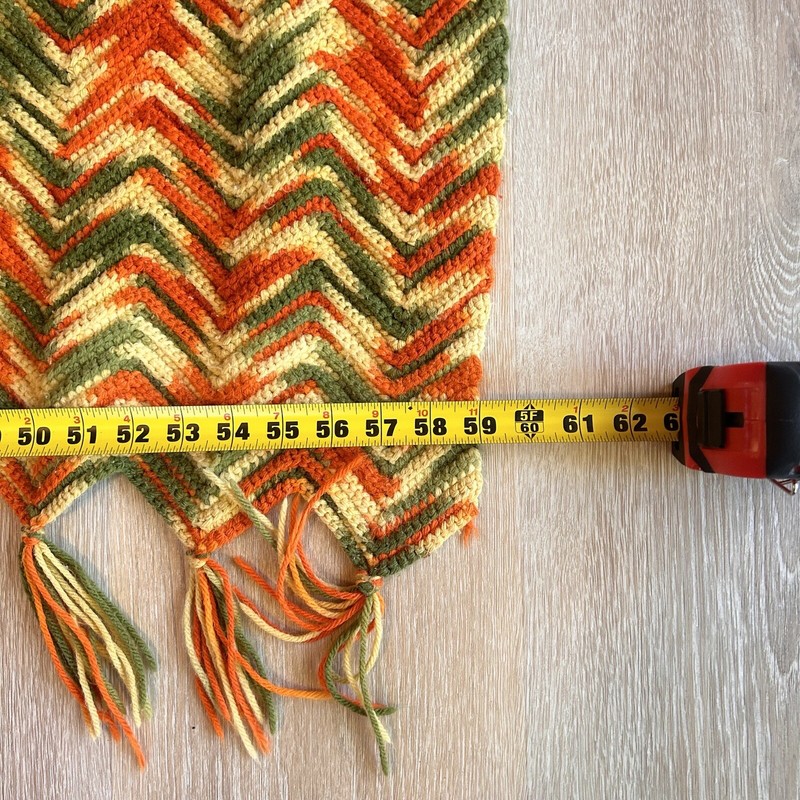 VTG 70’s Retro Afghan Blanket Throw Green Orange Tan 38x60 Chevron Zig Zag gallery