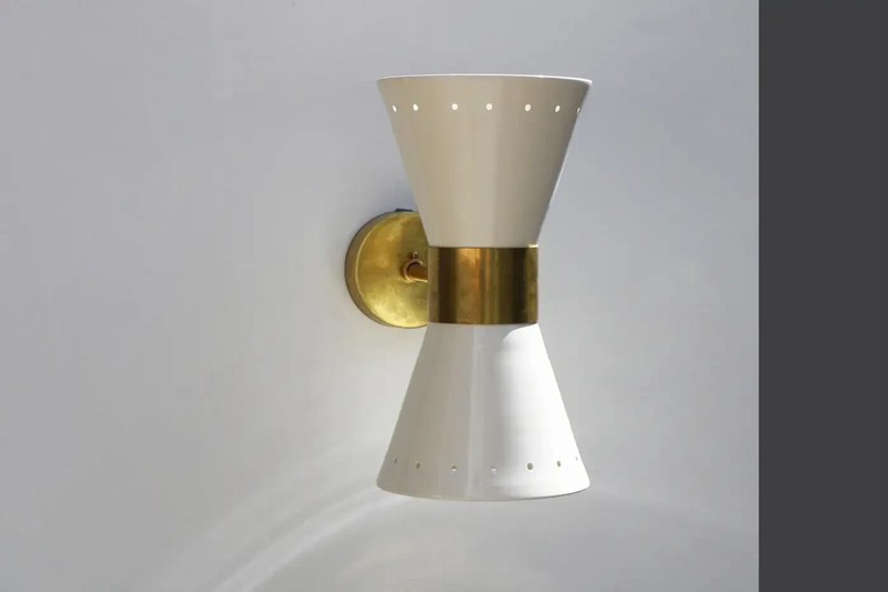 Italian Pair Modern Design Wall Light Sconces Stilnovo Style Ivory White by H D gallery