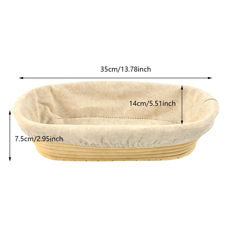 Oval Proofing Fermentation Basket, Rattan Proofing Basket with Liner Cover gallery