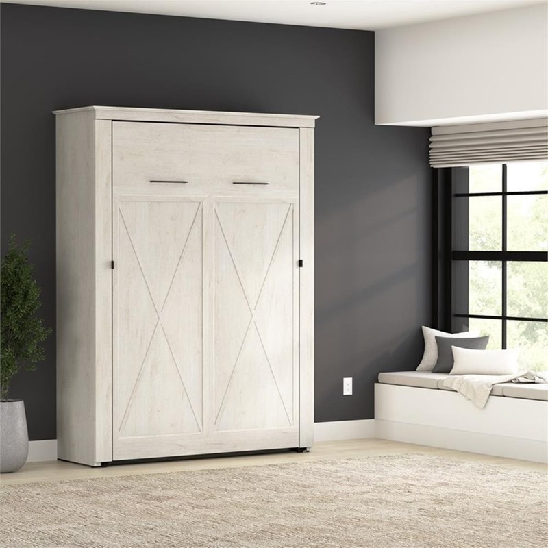 Pemberly Row 63"W Full Murphy Bed - Engineered Wood in White gallery
