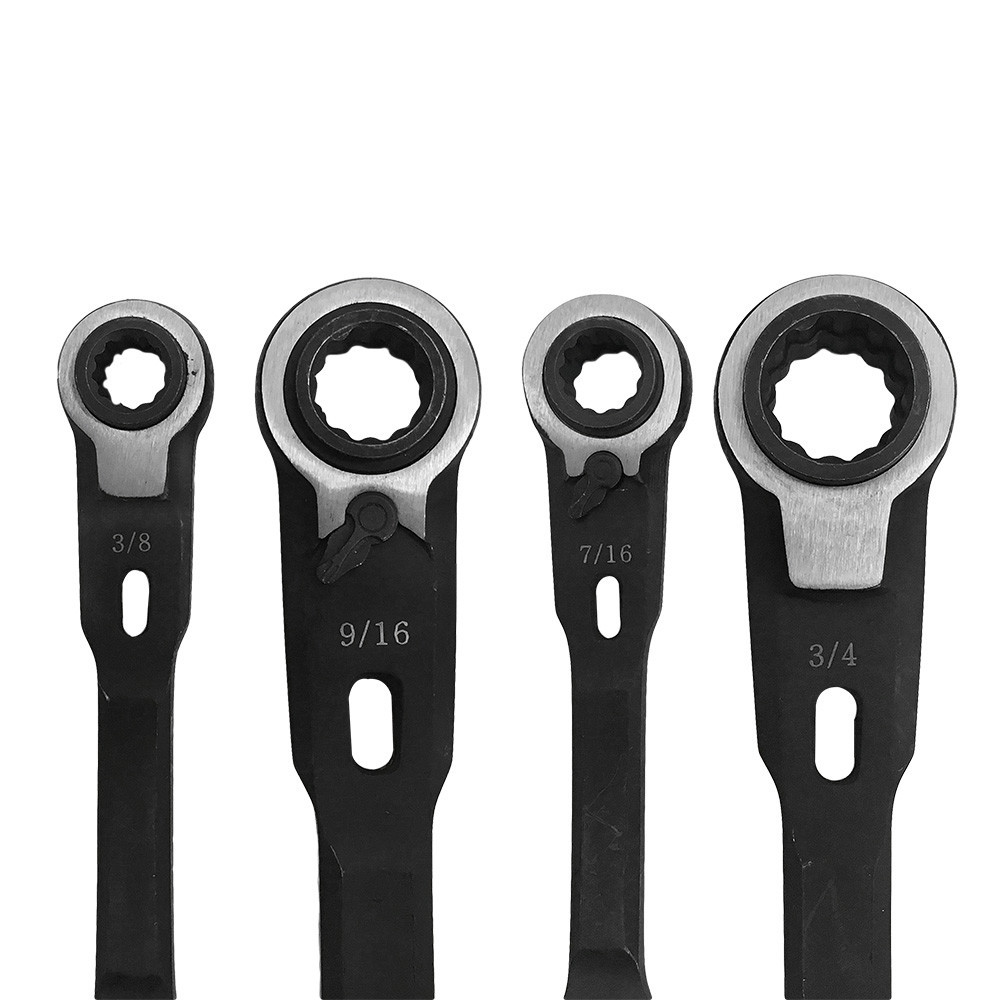 2 Pc 4 in 1 Double Box Ratcheting Wrench Ratch 6 Fasteners Star Spline SAE gallery