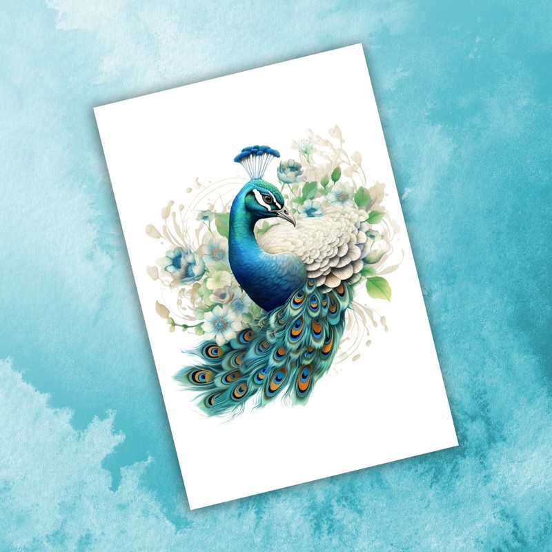 10 Assorted All Occasion Note Cards Blank Greeting Cards Peacocks Bird Garden gallery