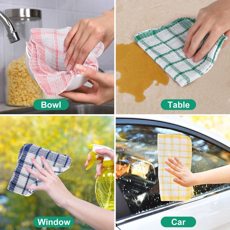 12× Kitchen Dish Cloths Cotton Super Cleaning Absorbent Towel Washing Rags Set gallery