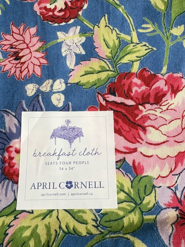 Gorgeous NEW April Cornell Tablecloth 54x54 ~ “Blue Russian Chintz” ~ New 2026! gallery
