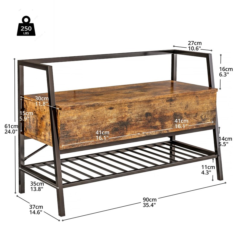 Storage Bench, Industrial Shoe Rack Bench with Storage , Holds Up to 240 LB S... gallery