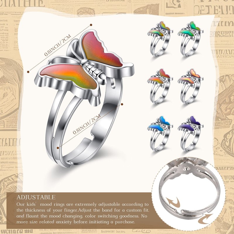 Color Changing Mood Ring Adjustable Size Rings For Kids Girls Boys 30PC 30PC gallery