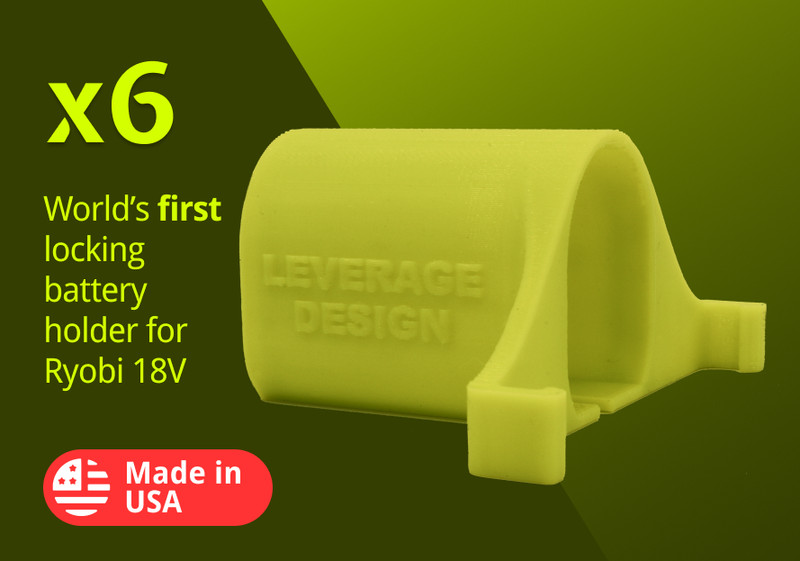 LOCKING! 6 Pack: Ryobi 18V ONE+ Battery Mounts / Hangers / Holders MADE IN USA gallery