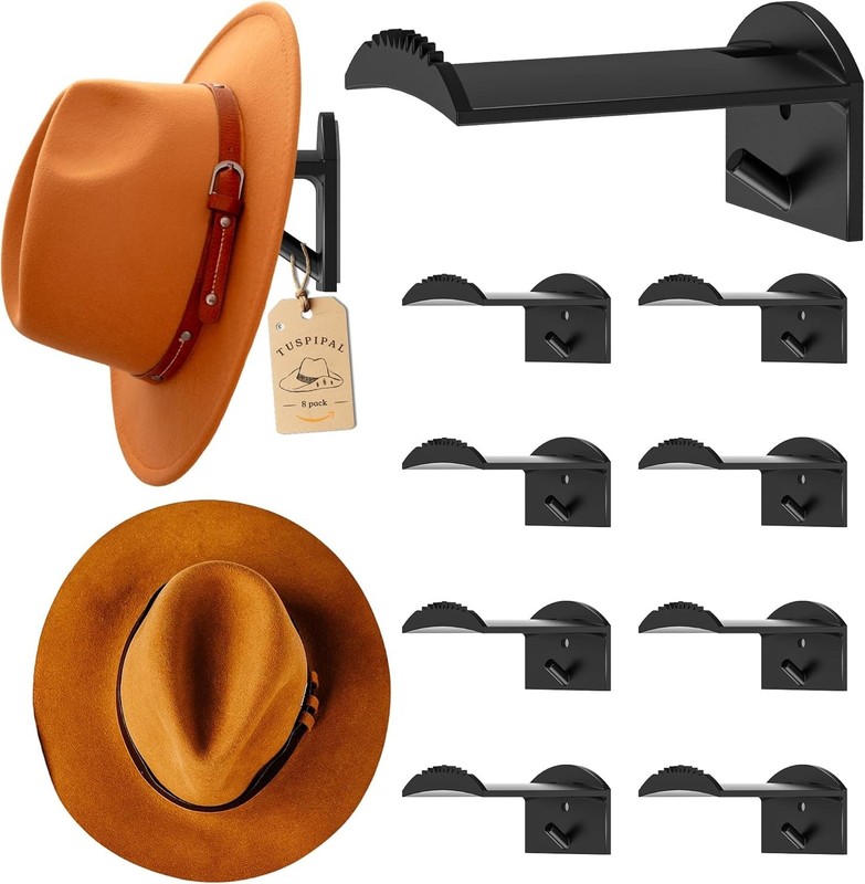 2.9Inch Hat Hooks for Wall - (8 Pack) Cowboy Hat Rack,Suitablesun Hats, Fedora, gallery