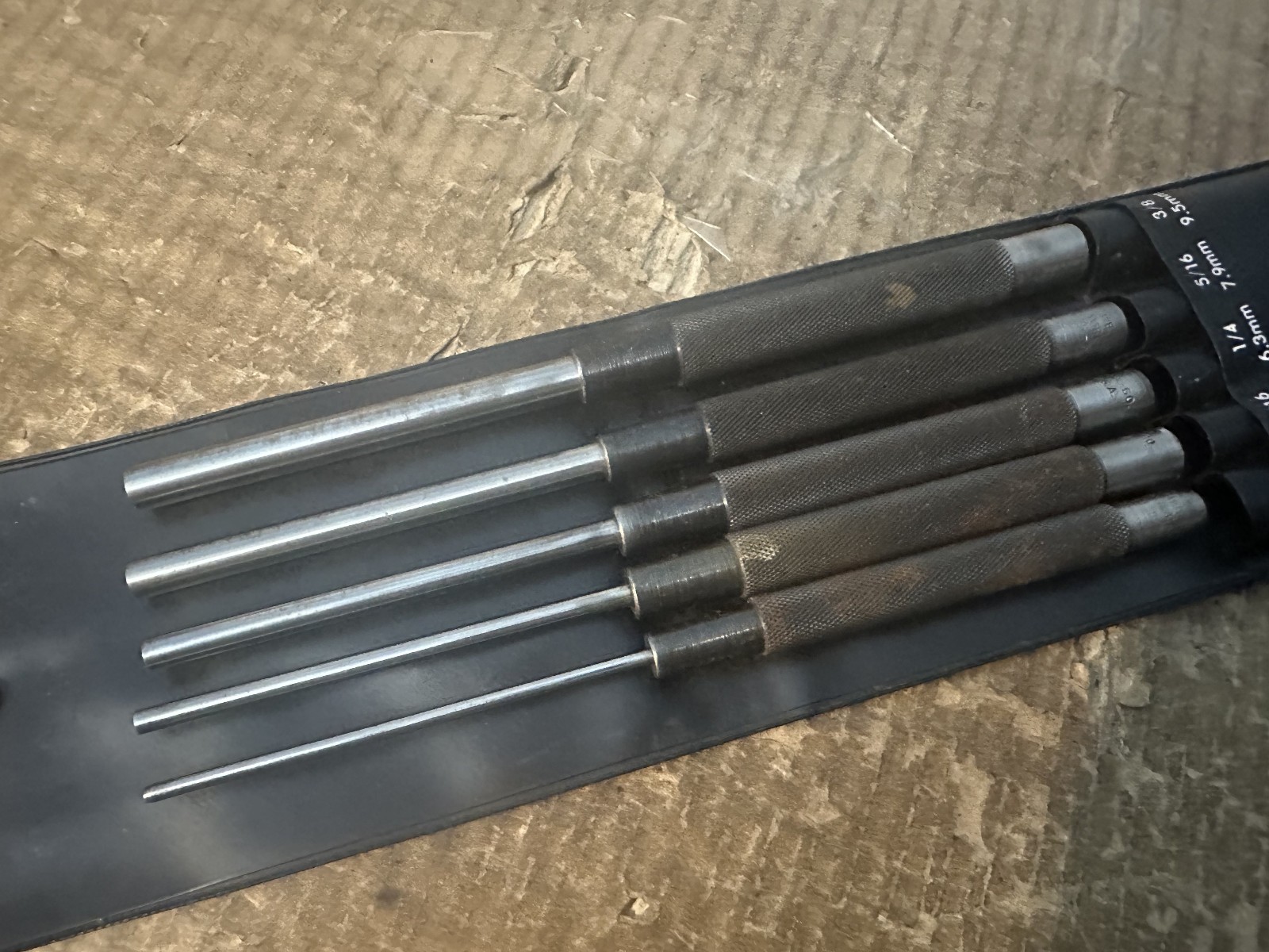 GENERAL 5 PIECE NO. S-76 LONG DRIVE PIN PUNCH SET 1/8" TO 3/8" USA gallery