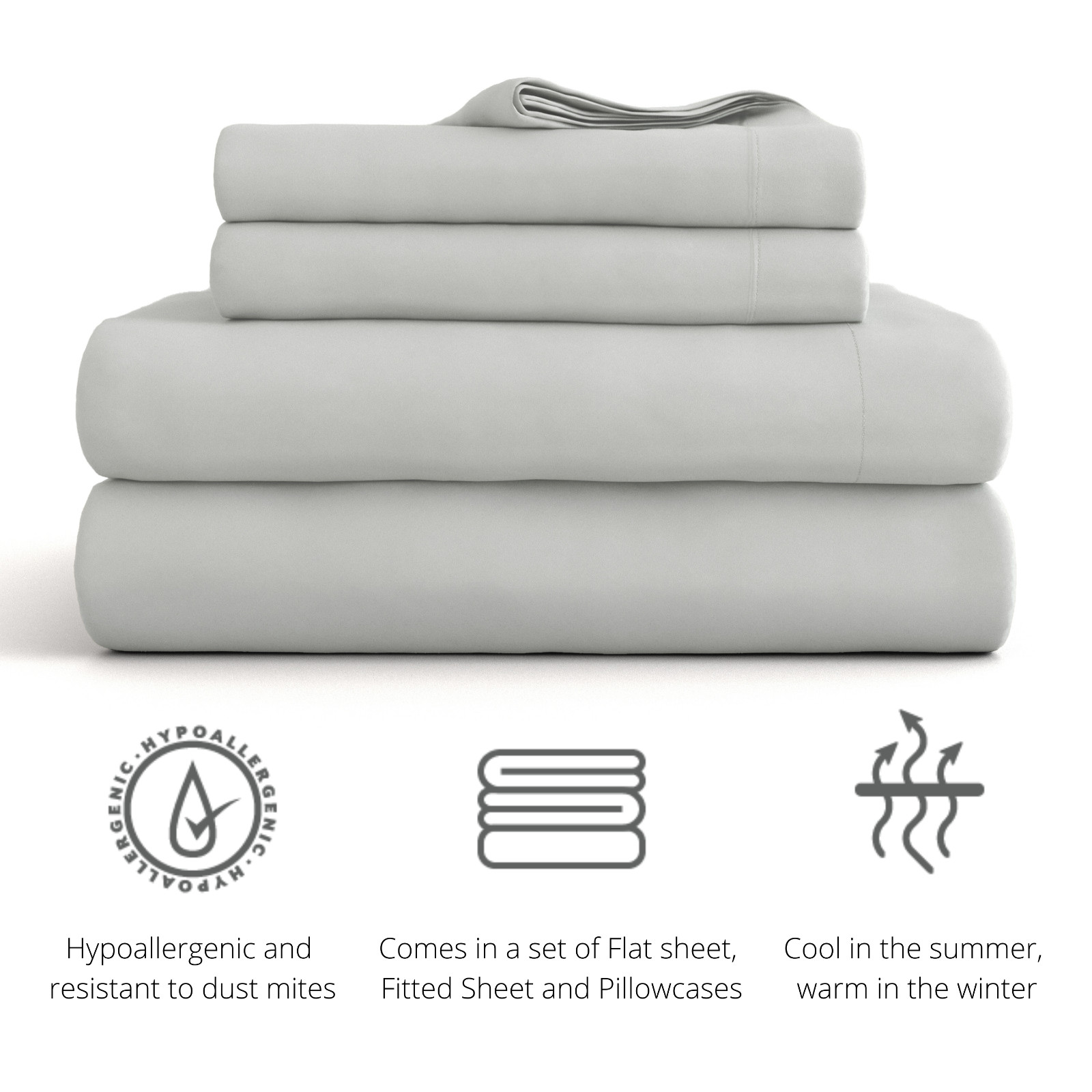 Kaycie Gray Basics 4PC Sheets Set Ultra Soft Hypoallergenic 19 Different Colors gallery