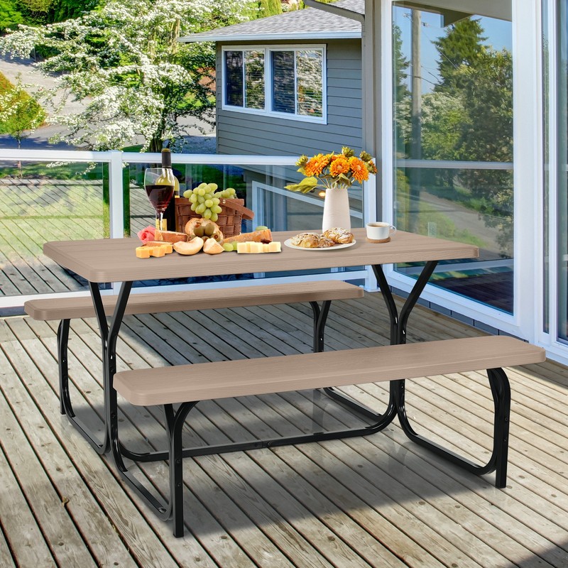 Picnic Table Bench Set Outdoor Backyard Garden Party Dining All Weather gallery