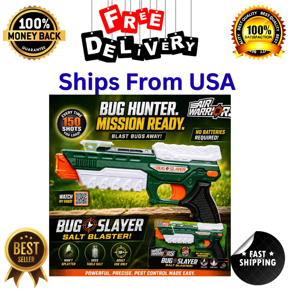 Bug Slayer Salt Blaster Bug Killer Fly Stopper Pistol Gun with Safety