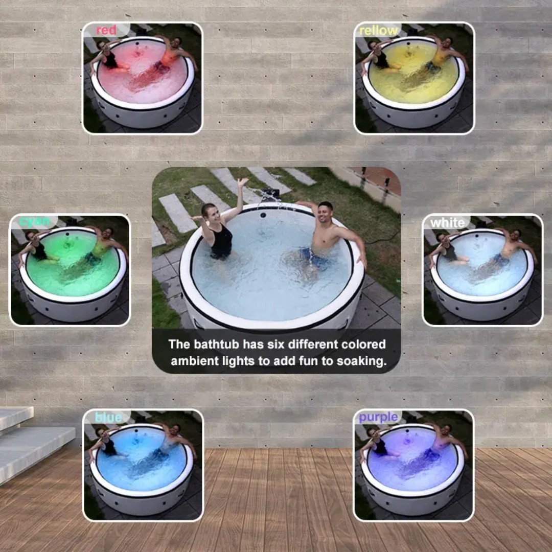 Inflatable Hot Tub 4-6 Person Portable Spa 150 Air Jets 104°F Heater 6-Color LED gallery