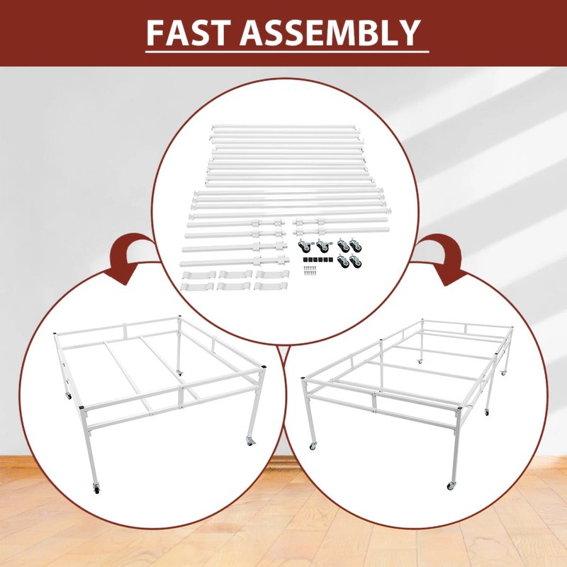 White Rolling Flood Table Stand Hydroponic Germination Trays Plants 4'x8', 4'x4' gallery