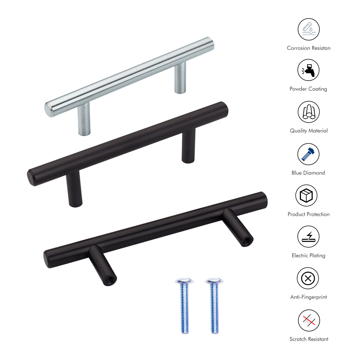 Swiss Kelly Hardware Matte Black Kitchen Cabinet Handles Drawer Pulls gallery