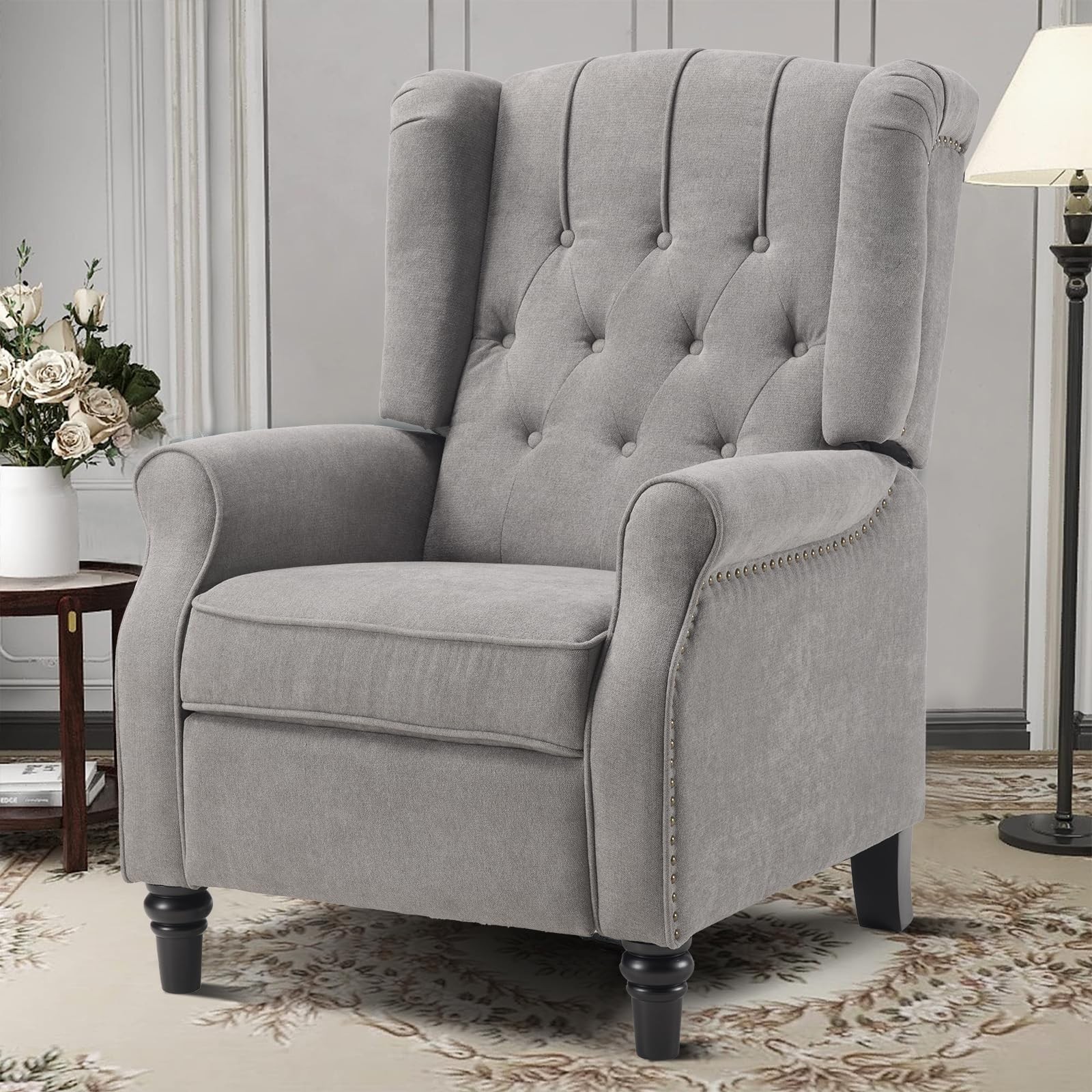 Canmov Pushback Recliner Chair, Wingback Accent Chair with Rivet Decoration gallery
