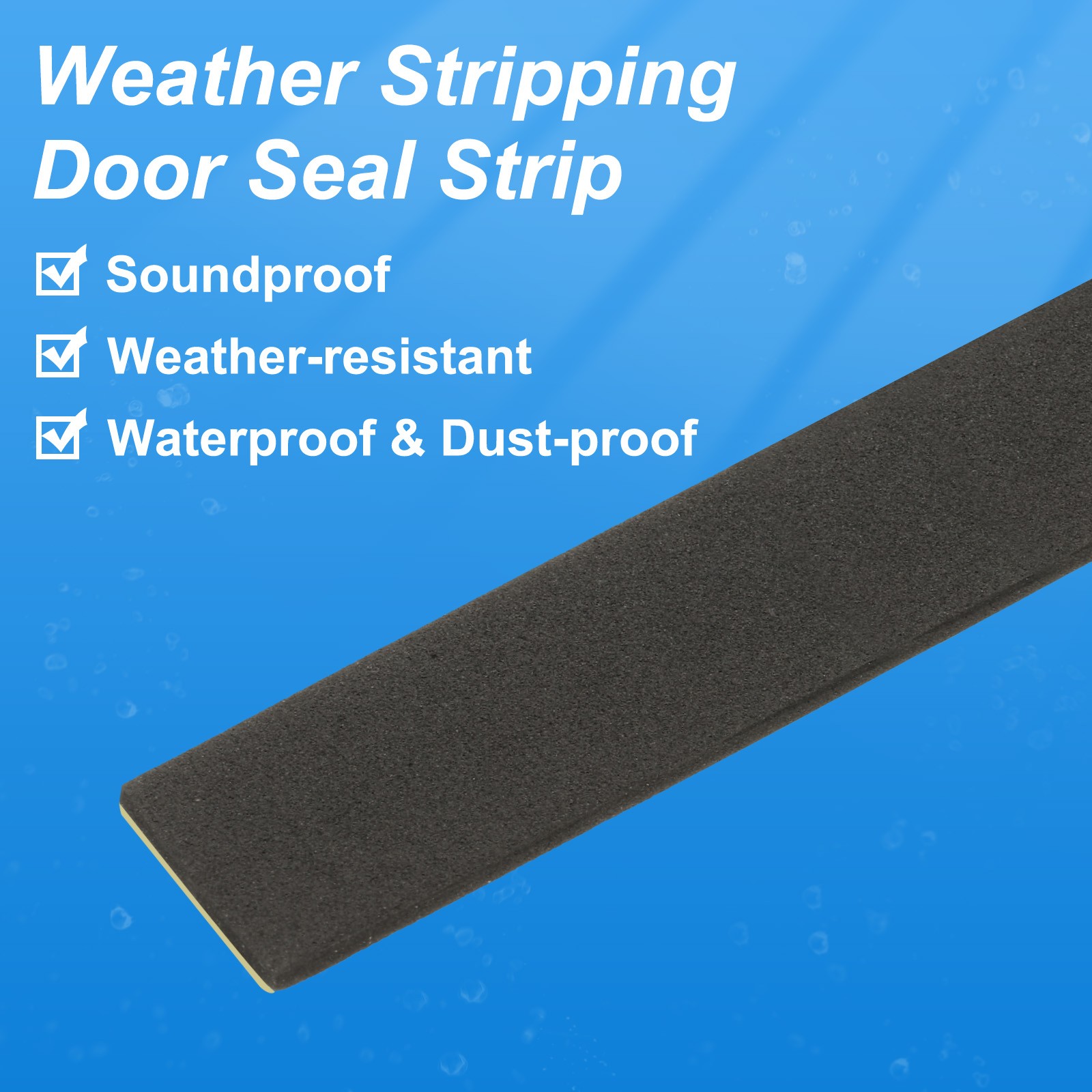 3/8 Inch x 33 Ft Weather Stripping Door Seal Strip 1mm Thick Foam Seal Tape gallery